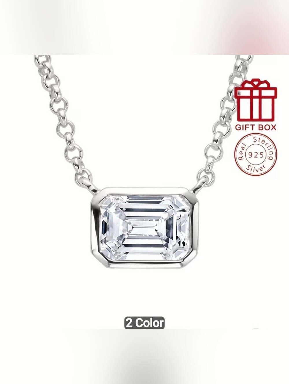 🩶🩶NEW🩶🩶 BEAUTIFUL!! S925 Sterling Silver 2CT  Emerald Moissanite Necklace